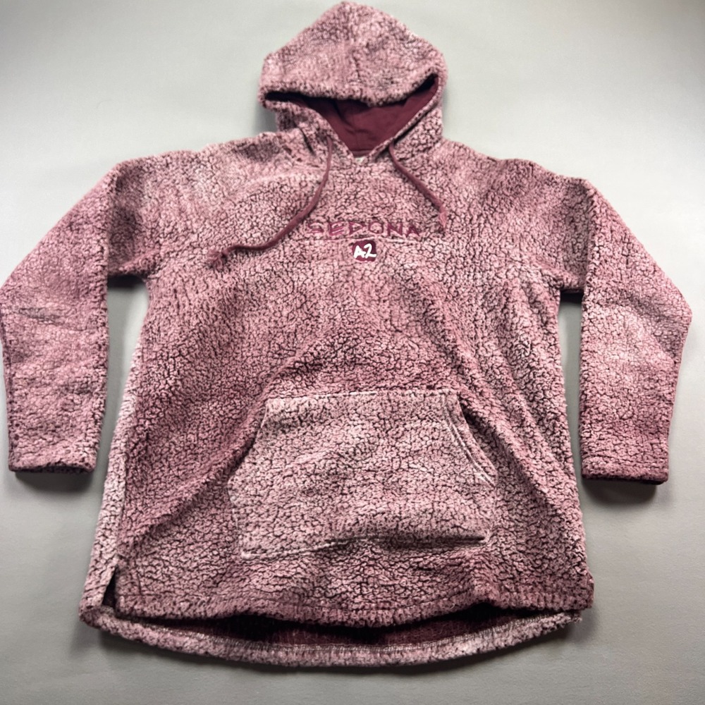 Salt Creek Sherpa Hoodie Womens XL Heathered Maroon Embroidered Logo Pullover